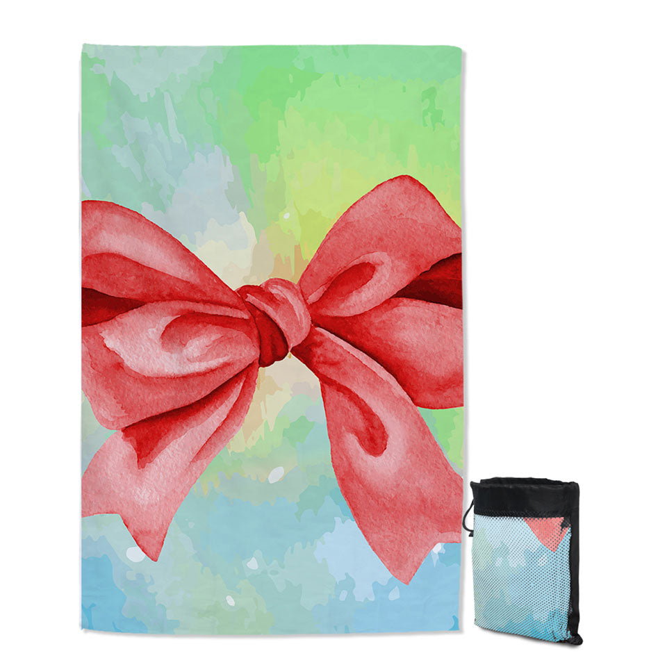 Nice Beach Towels Red Ribbon over Pastel Colors