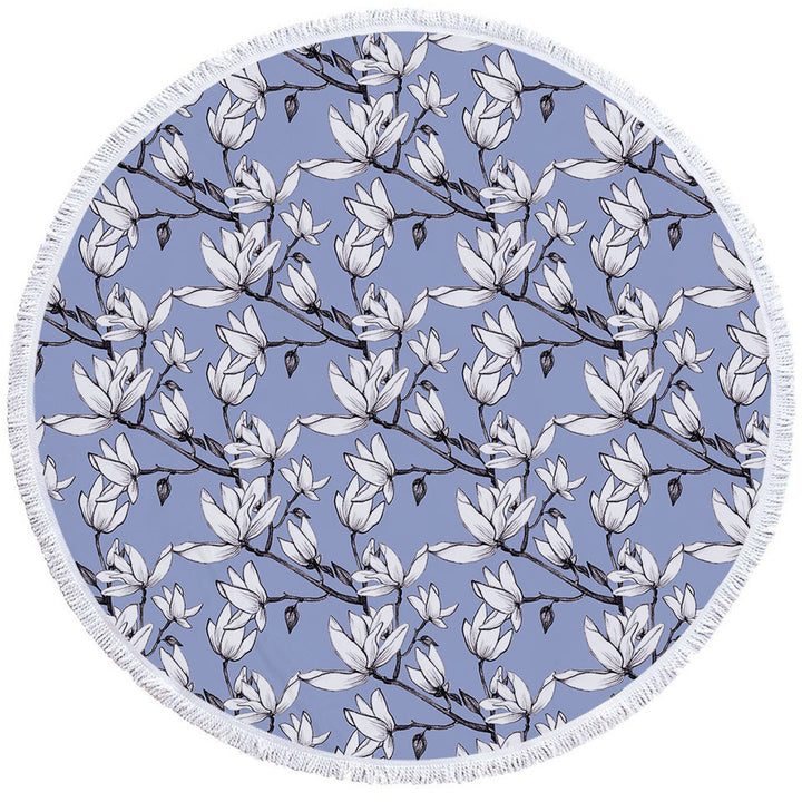 Nice Beach Towels with Black and White Flowers Drawing