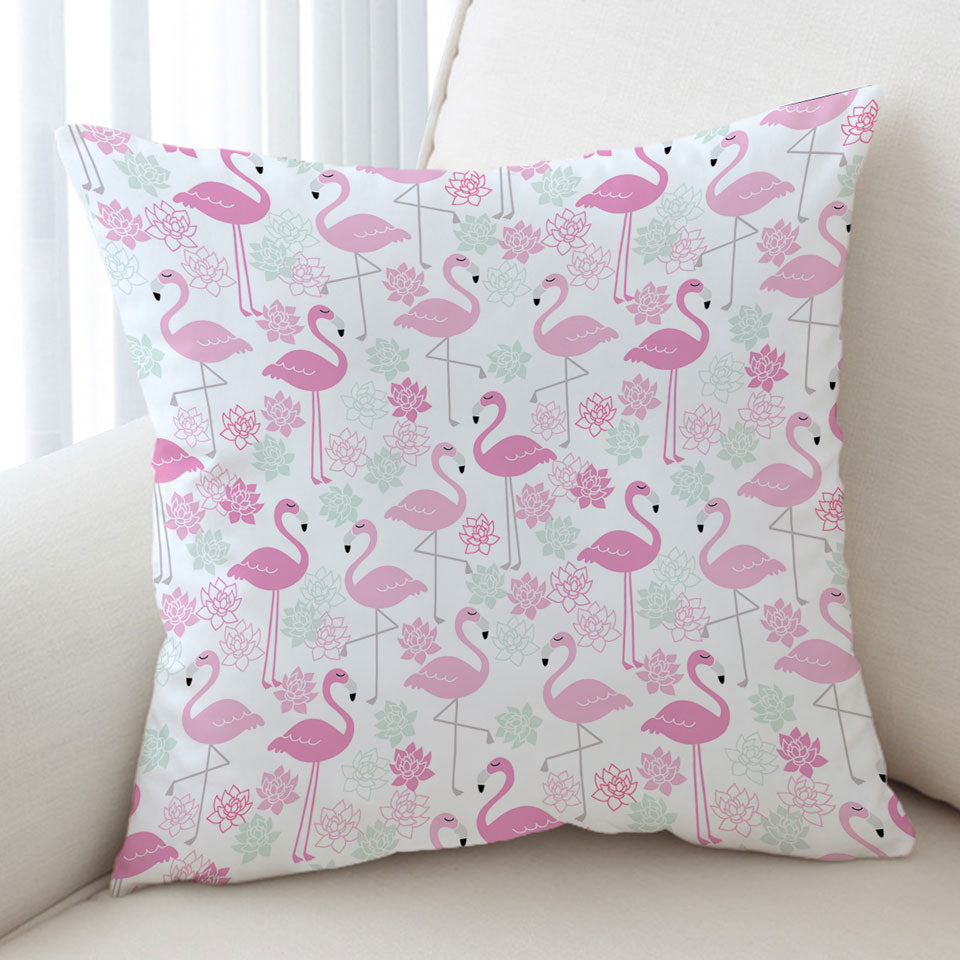 Nice Cushion Covers with Pink Mint Lilies and Flamingos