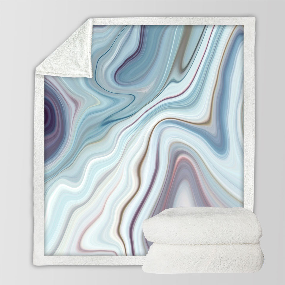 Nice Sherpa Blanket of Blue Hues Marble