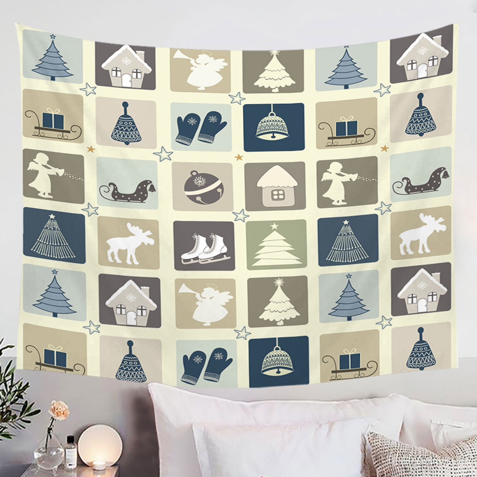 Nice Winter and Christmas Panel Wall Tapestry