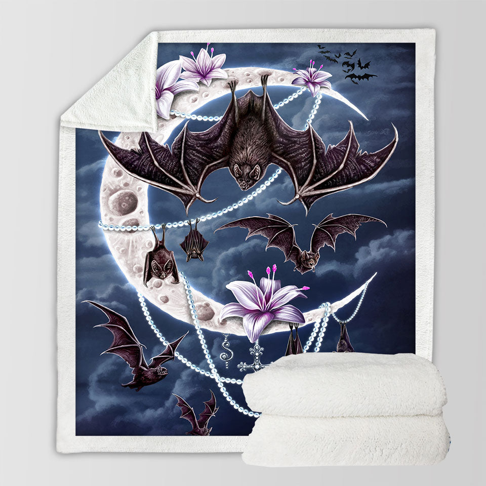 products/Night-Art-Bat-Moon-and-Lilies-Throws