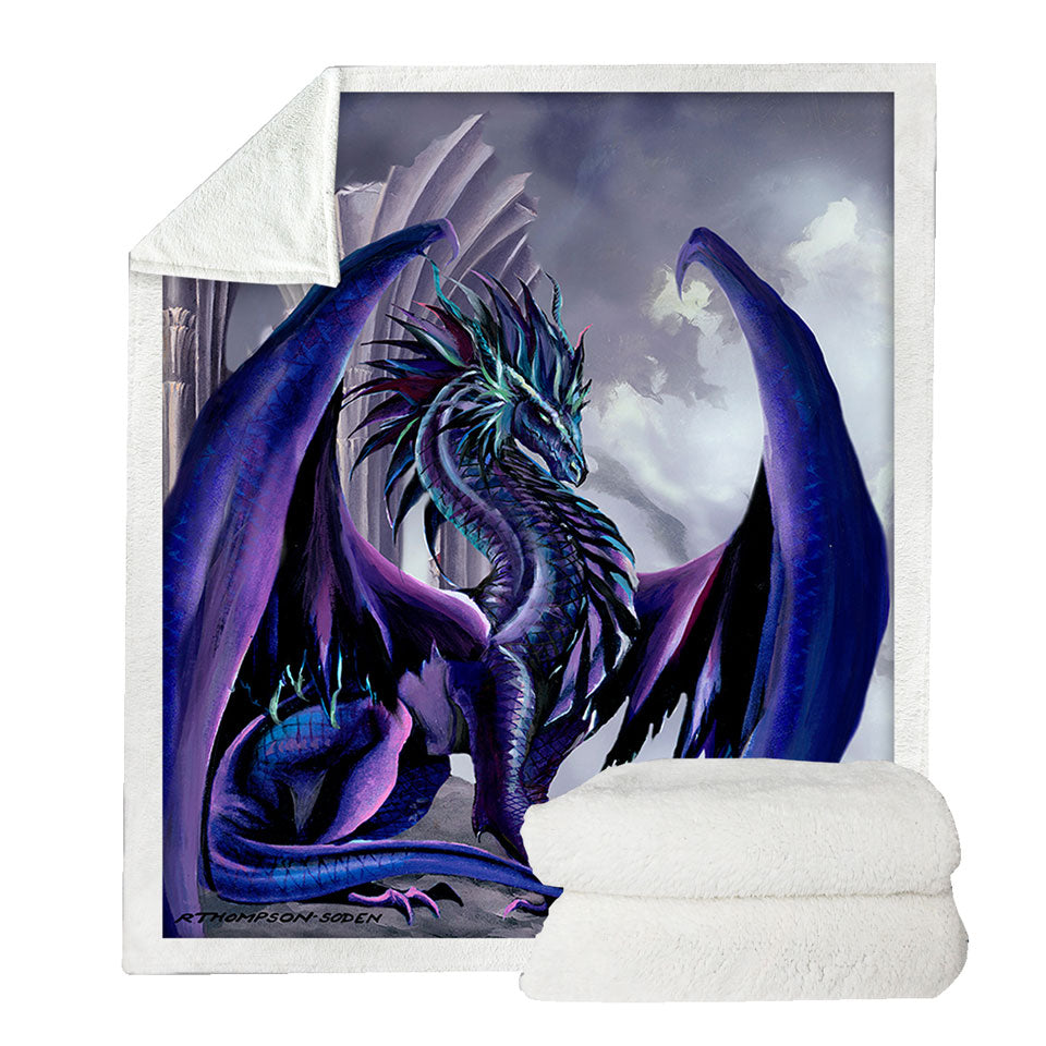 Night Shade Cool Purplish Dragon Decorative Sofa Blankets