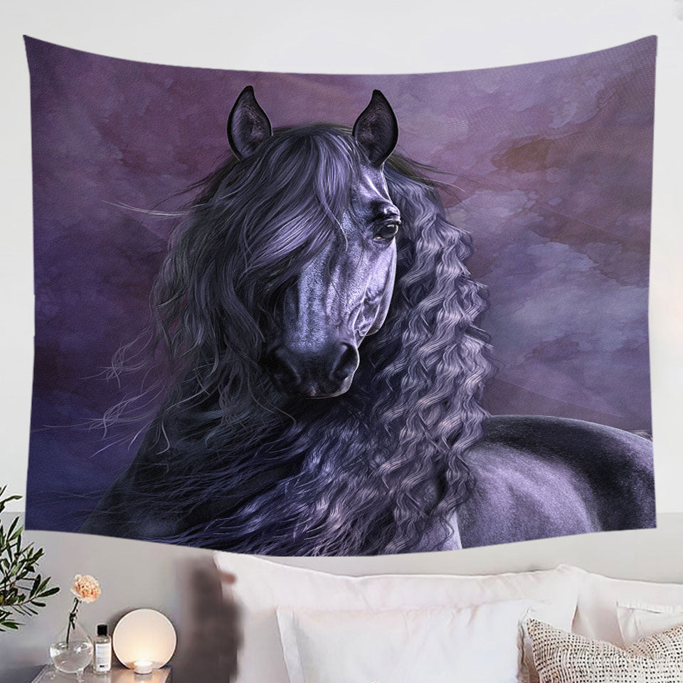 Noble-Horse-the-Black-Shadow-Horses-Art-Tapestry-Decor