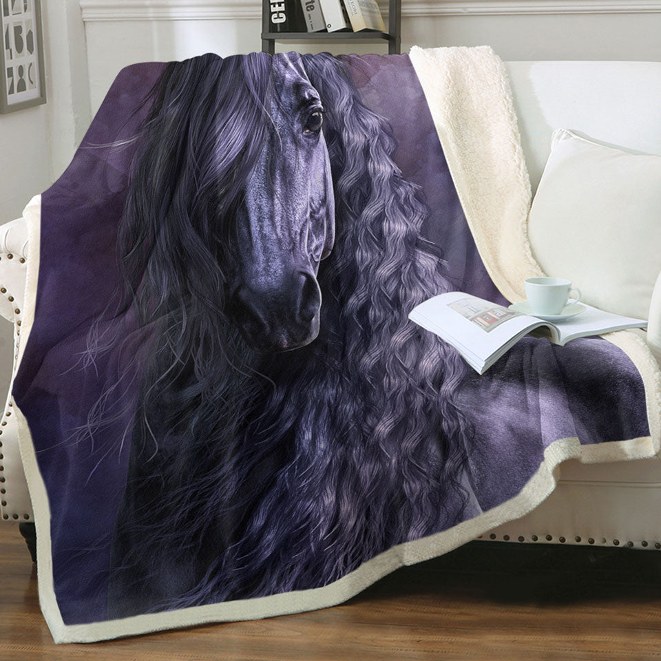 products/Noble-Horse-the-Black-Shadow-Horses-Art-Throw-Blanket