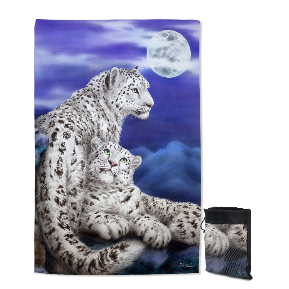 Nocturne Two White Leopards Quick Dry Beach Towel