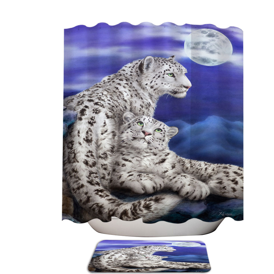 Nocturne Two White Leopards Shower Curtain