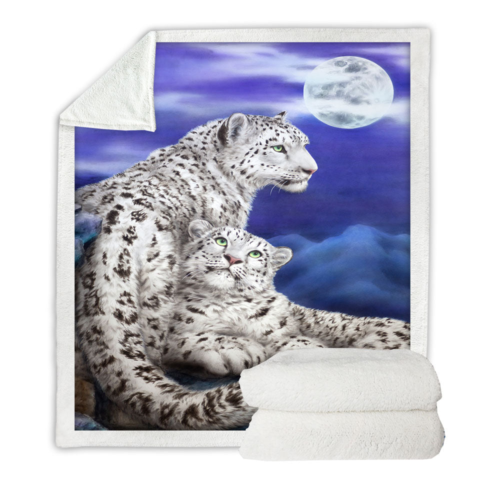 Nocturne Two White Leopards Throw Blanket