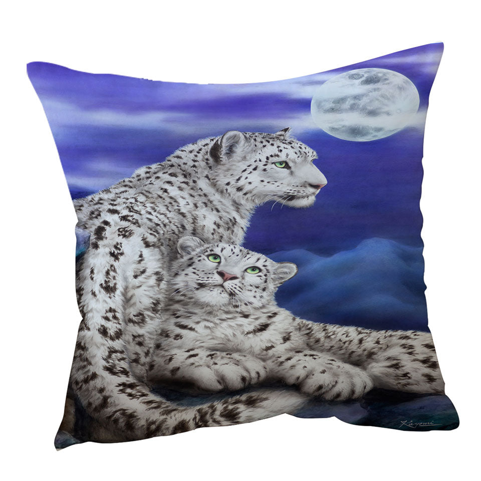 Nocturne Two White Leopards Throw Pillow