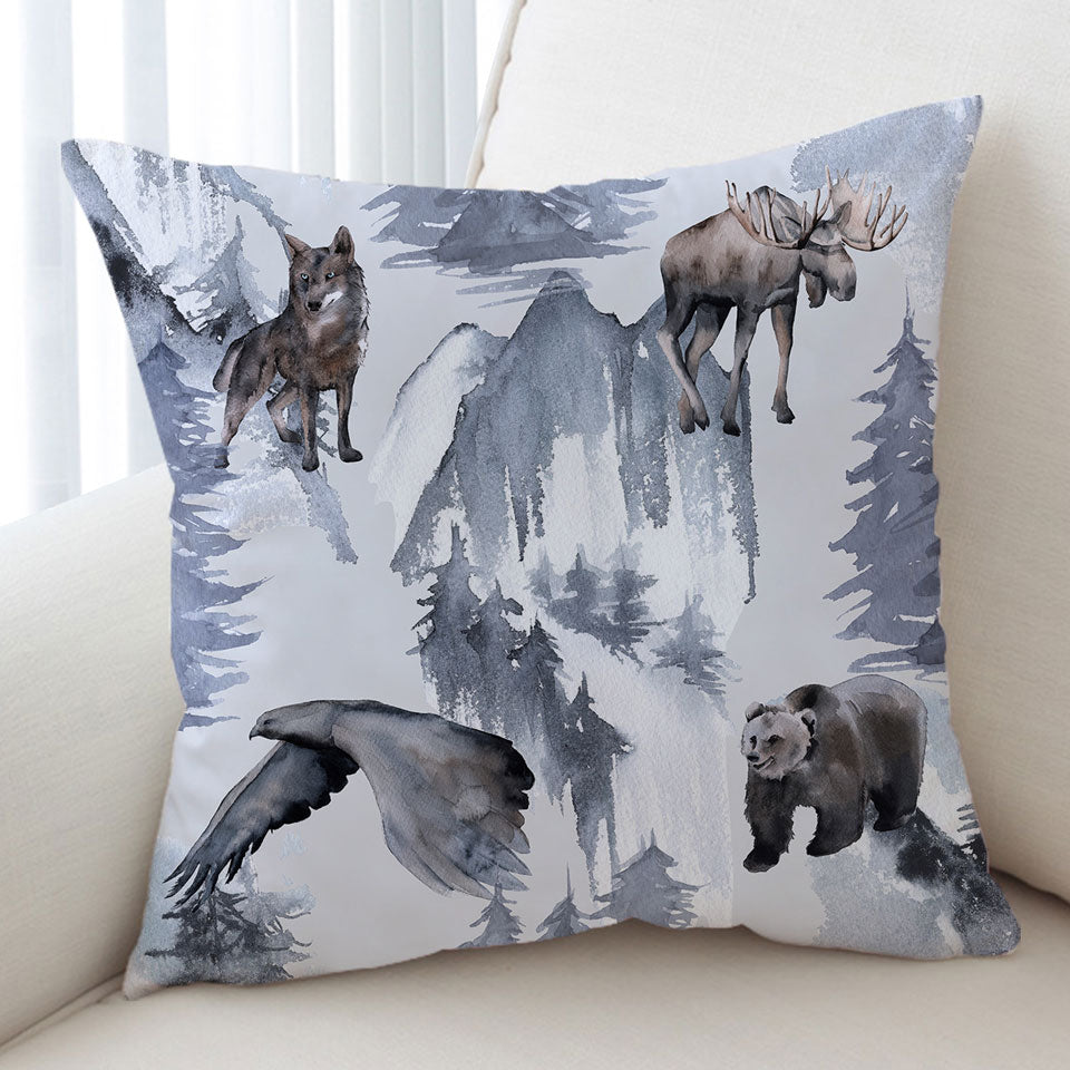North America Wildlife Animals Cushion Cover