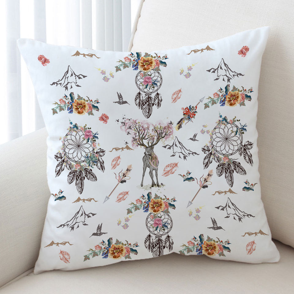 North American Throw Cushions with Floral Dream Catchers and Deer
