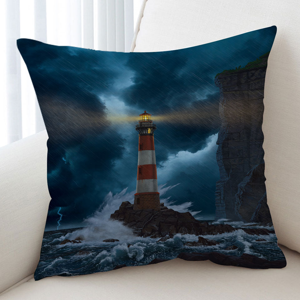 Ocean Coastal Art the Unbreakable Lighthouse Cushion