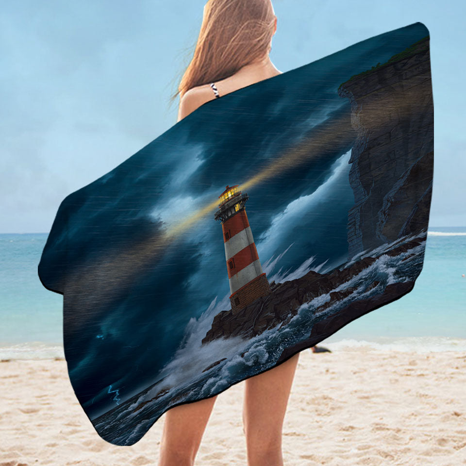 Ocean Coastal Art the Unbreakable Lighthouse Pool Towels