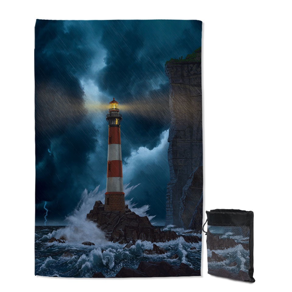 Ocean Coastal Art the Unbreakable Lighthouse Quick Dry Beach Towel
