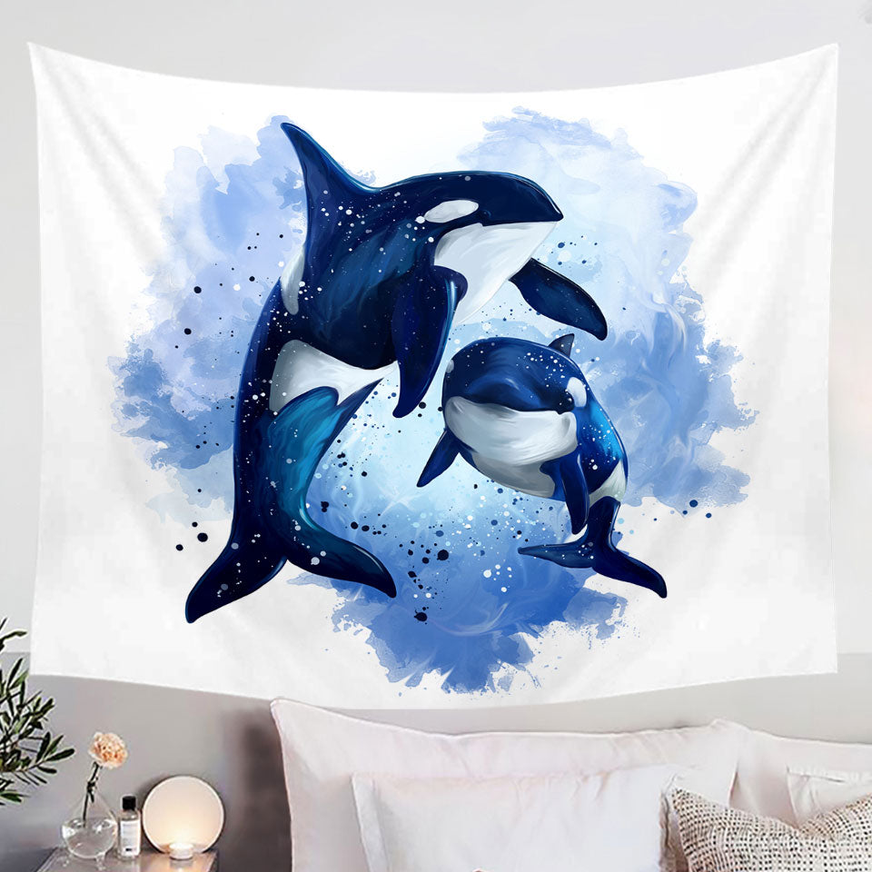 Ocean Orca Whales Art Tapestry