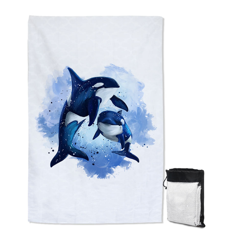 Ocean Orca Whales Beach Towels