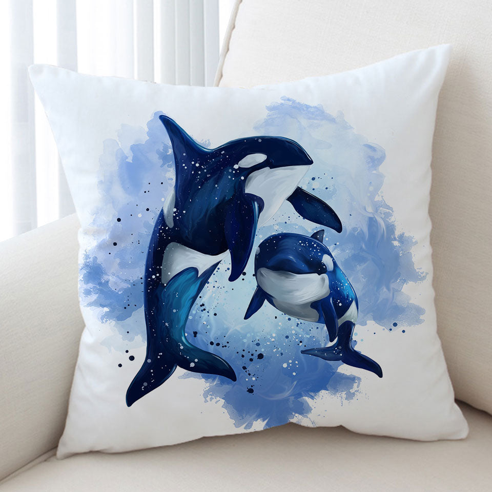 Ocean Orca Whales Cushion Cover