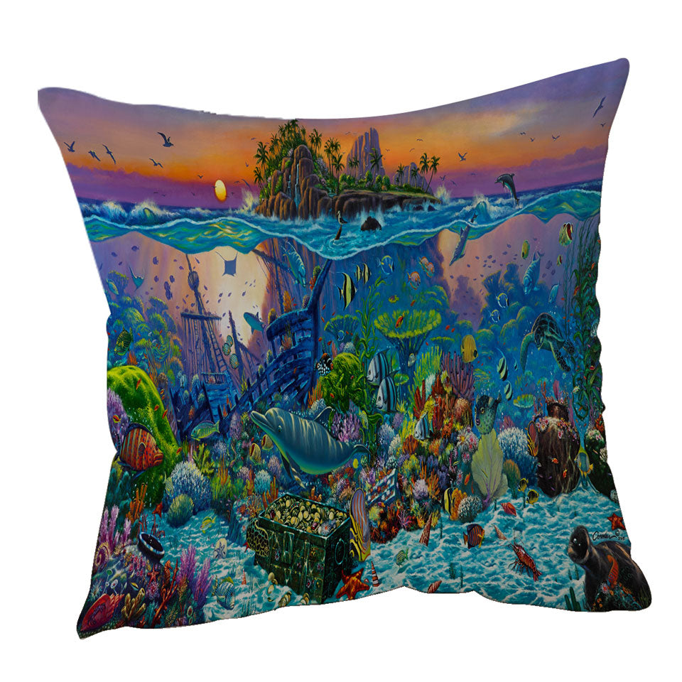 Ocean Underwater Cushion Covers Kingdom Coral Reef Island