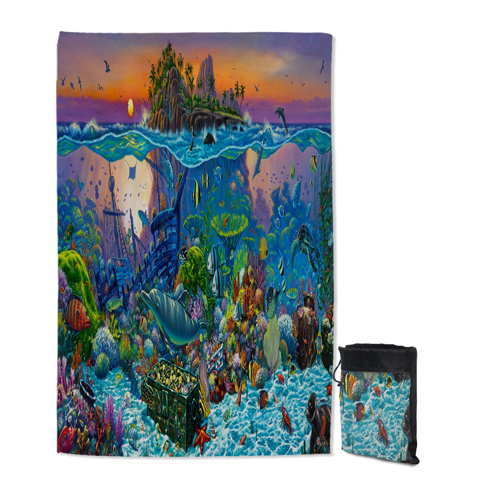 Ocean Underwater Giant Beach Towel Kingdom Coral Reef Island
