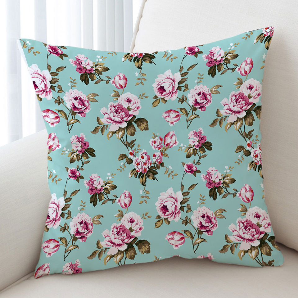 Old Style Pink Roses Decorative Pillows