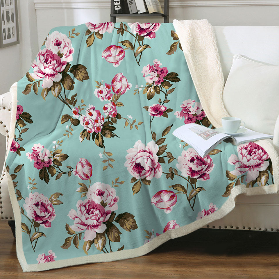 Old Style Pink Roses Decorative Throws for Women