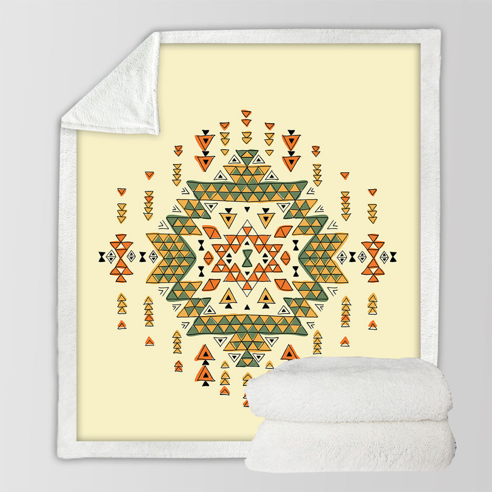 Orange Green Aztec Sherpa Blanket