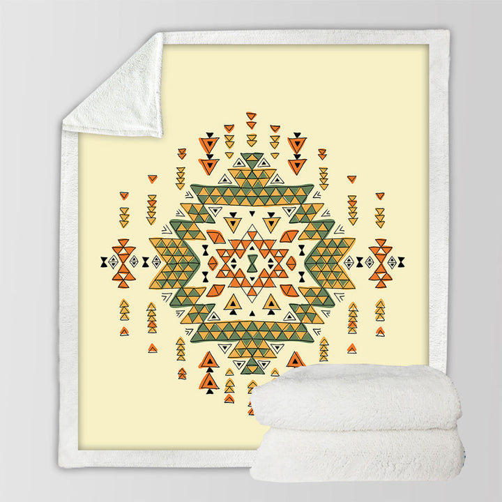 Orange Green Aztec Sherpa Blanket