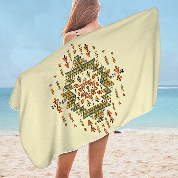 Orange Green Cool Beach Towels Aztec