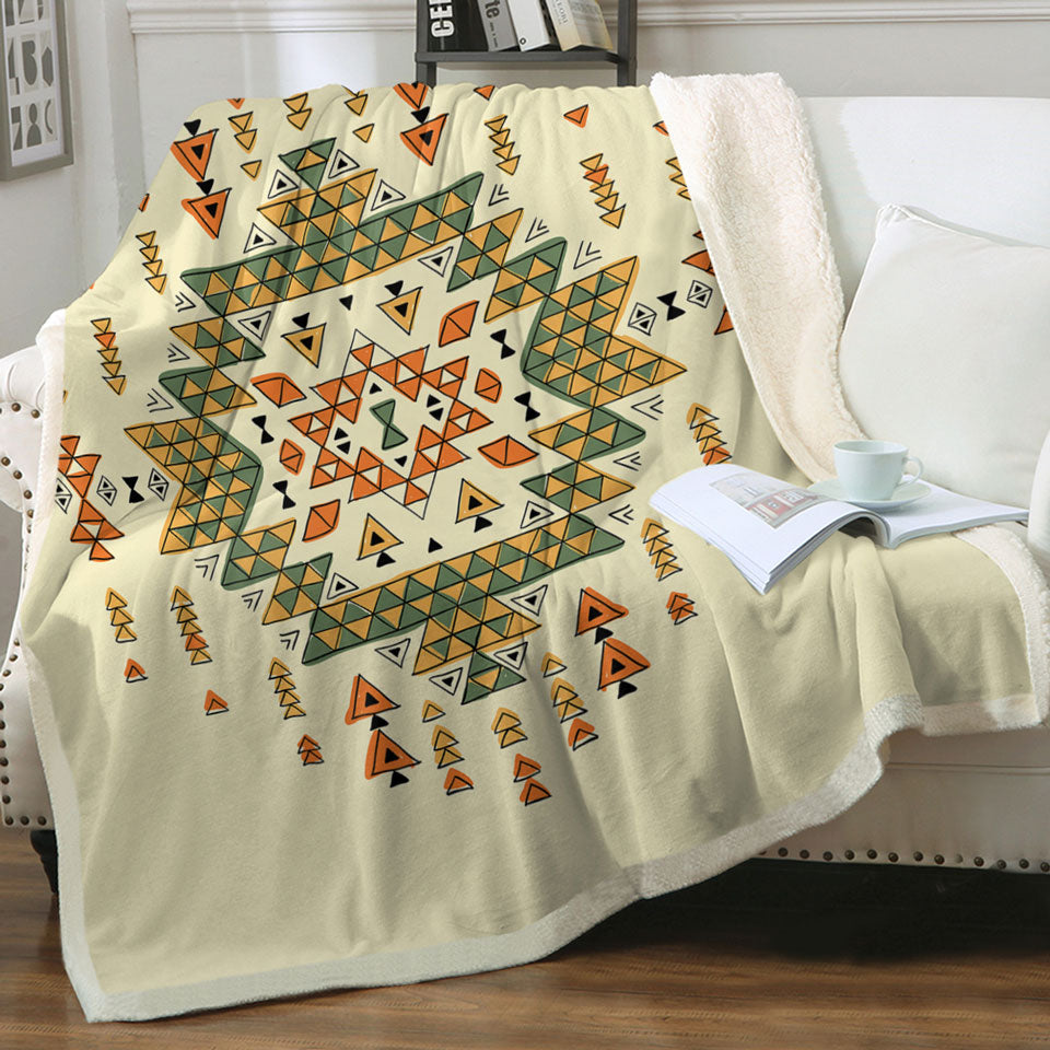 Orange Green Decorative Throws Aztec