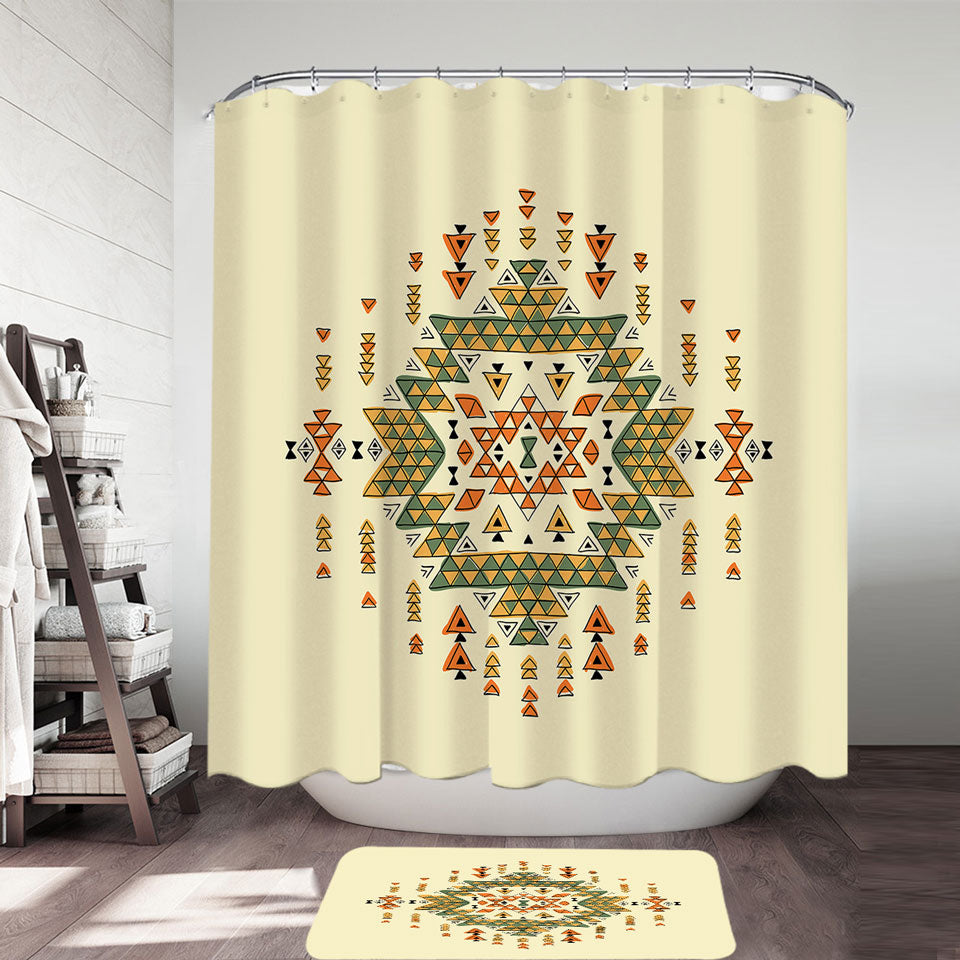 Orange Green Shower Curtains Aztec