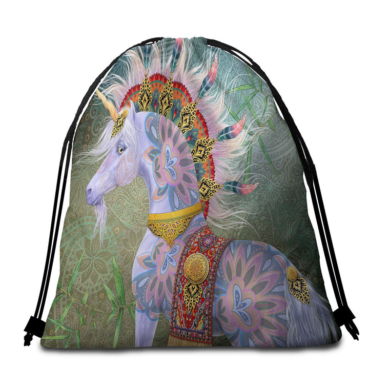 Vintage Christmas Beach Towel Pack Painting Santa and Unicorn