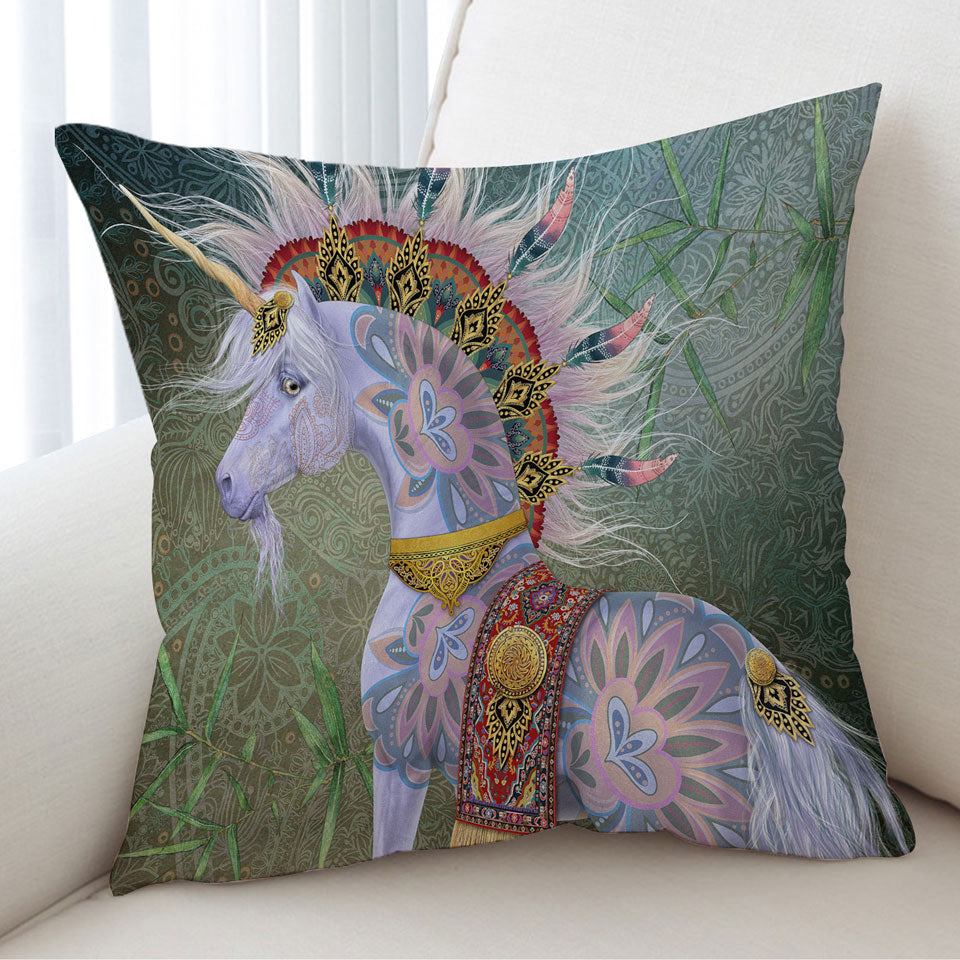 Oriental Native White Unicorn Cushions