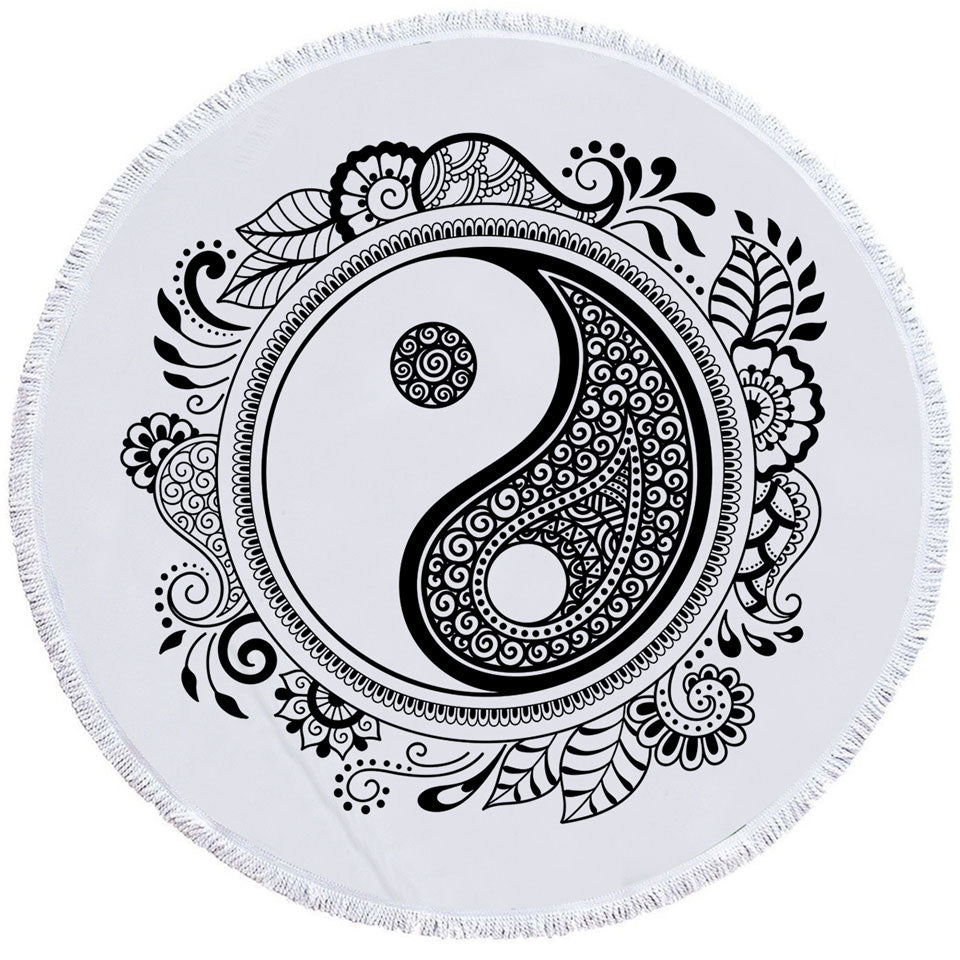 Oriental Prints on Yin and Yang Beach Towels