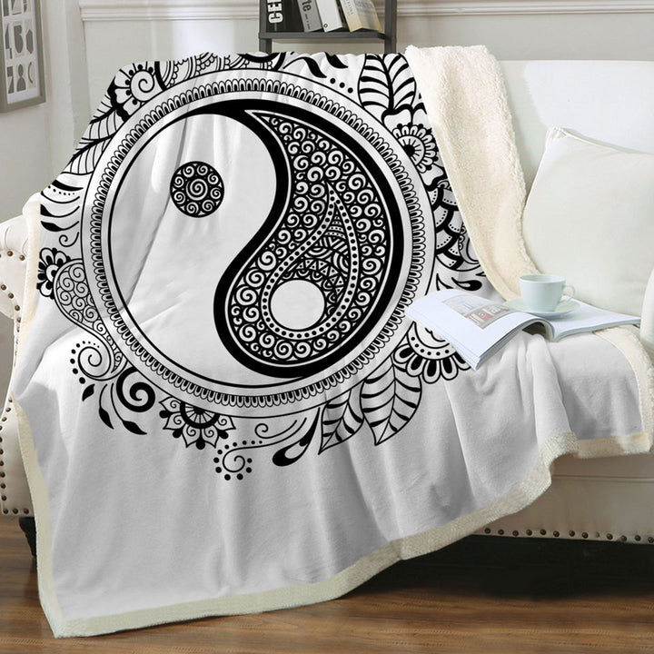 Oriental Prints on Yin and Yang Fleece Blankets