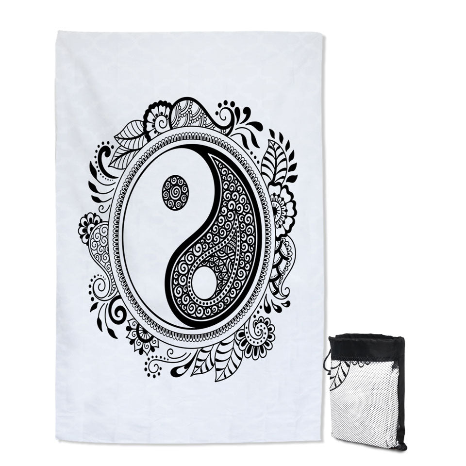 Oriental Prints on Yin and Yang Swimming Towels