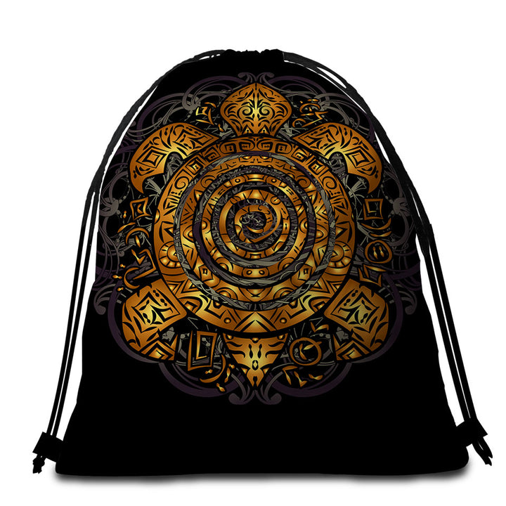 Oriental Turtle Bags for Round Beach Towel