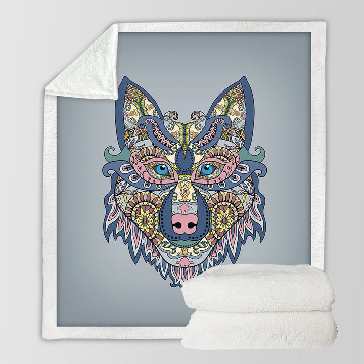Oriental Wolf Cool Throw Blankets