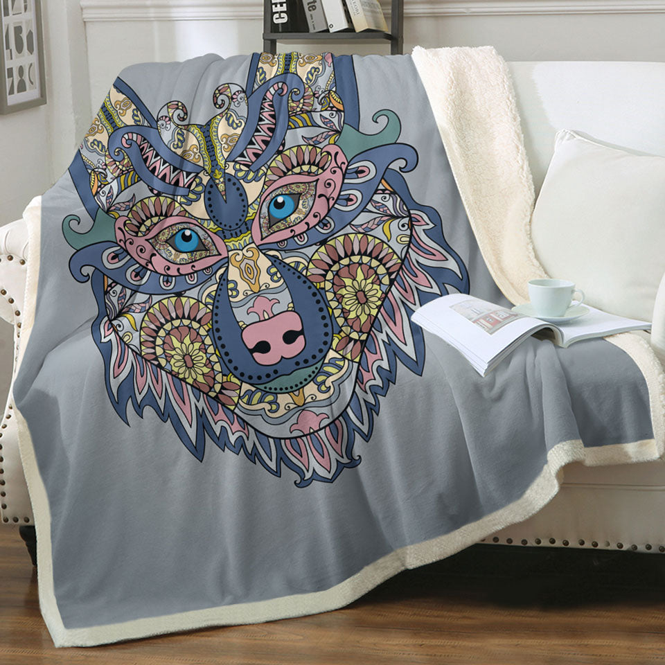 Oriental Wolf Couch Throws