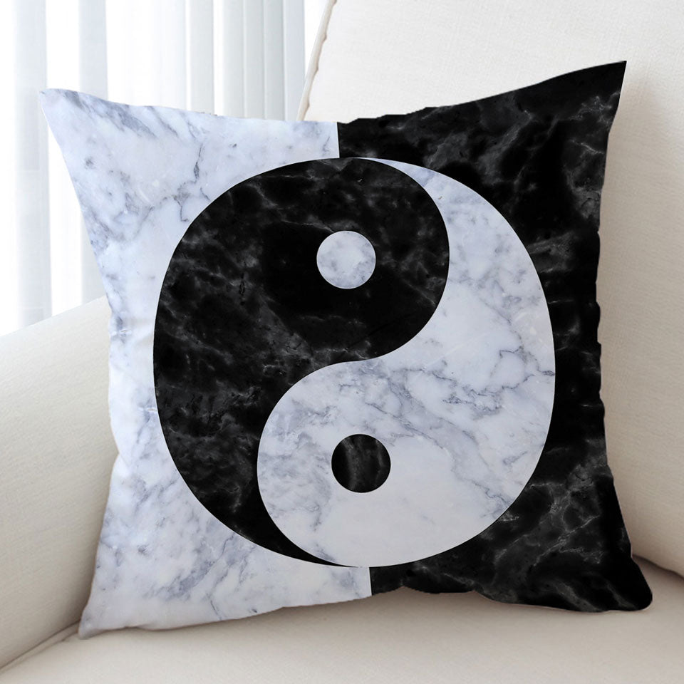 Oriental Yin and Yan Cushions Black and White Marble