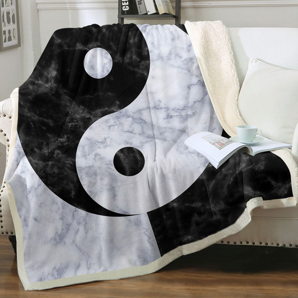 Oriental Yin and Yan Throws Black and White Marble