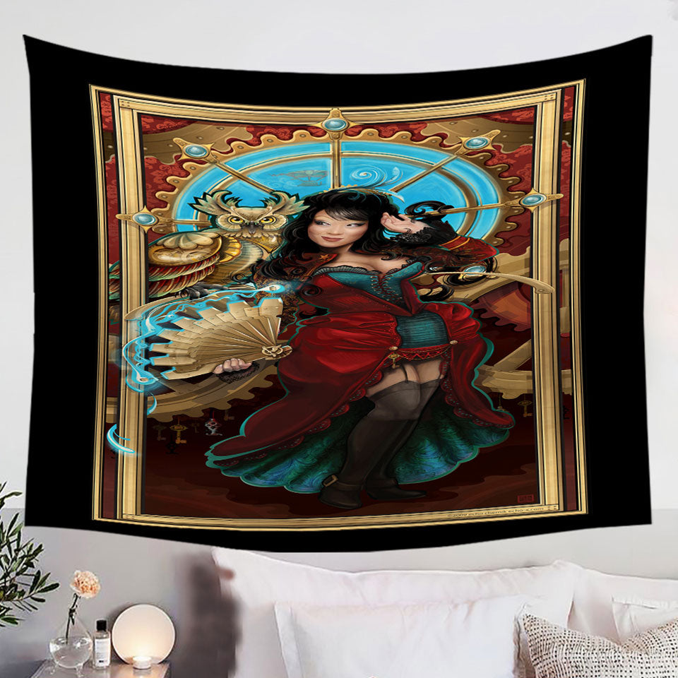 Owl-and-Beautiful-Japanese-Princess-Tapestry