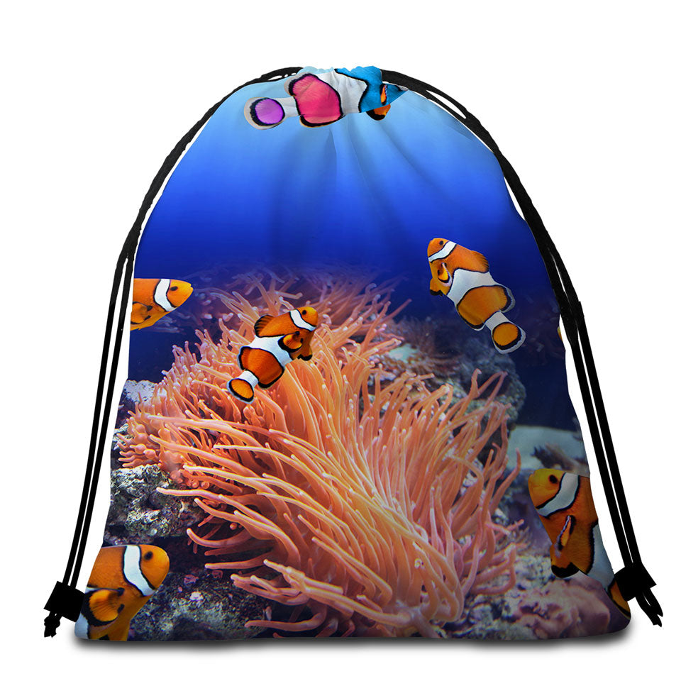 Packable Clownfish Fish Beach Towel