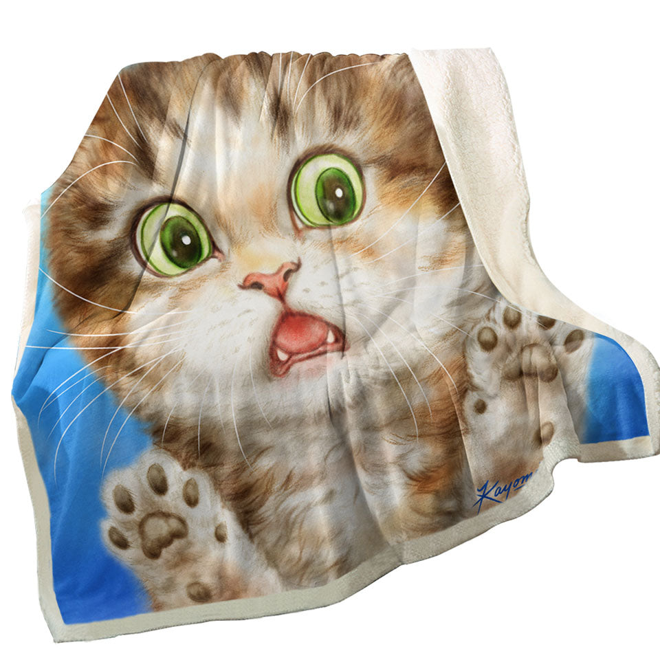 Painted Cats Terrified Brown Kitten Blanket