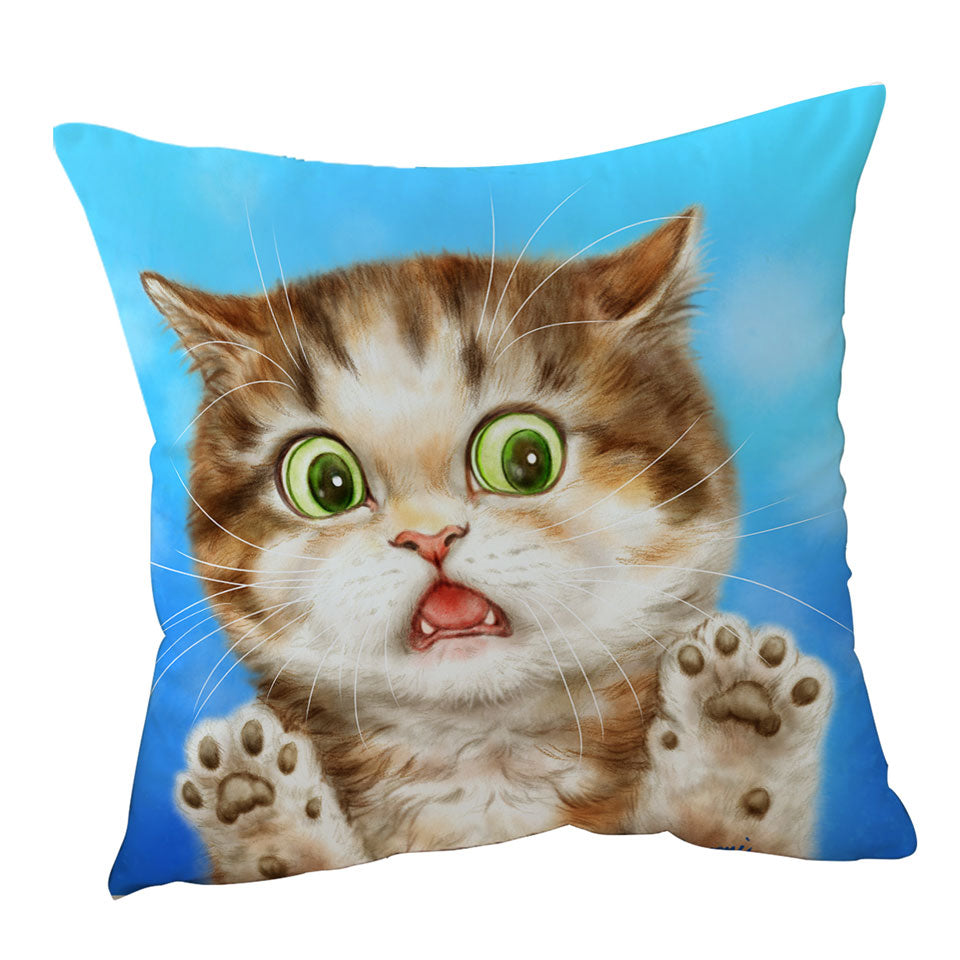 Painted Cats Terrified Brown Kitten Cushion