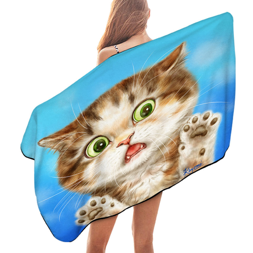 Painted Cats Terrified Brown Kitten Pool Towels
