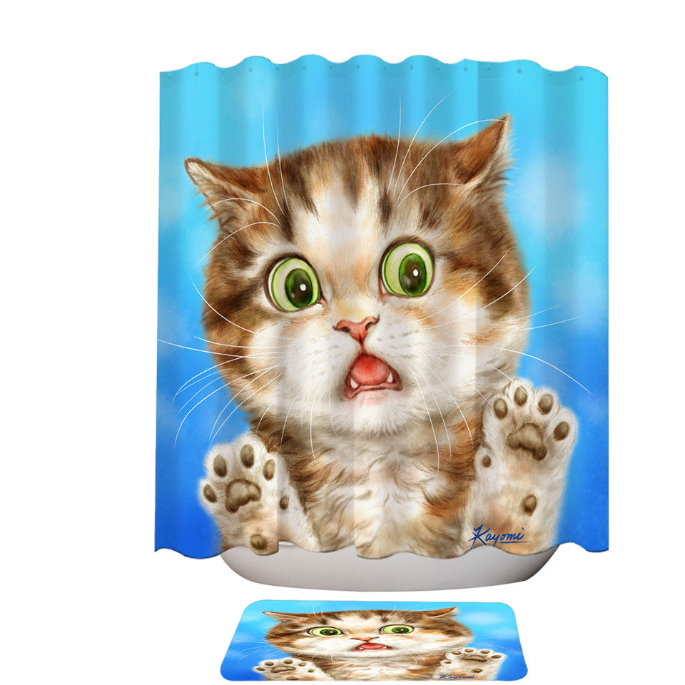Painted Cats Terrified Brown Kitten Shower Curtain
