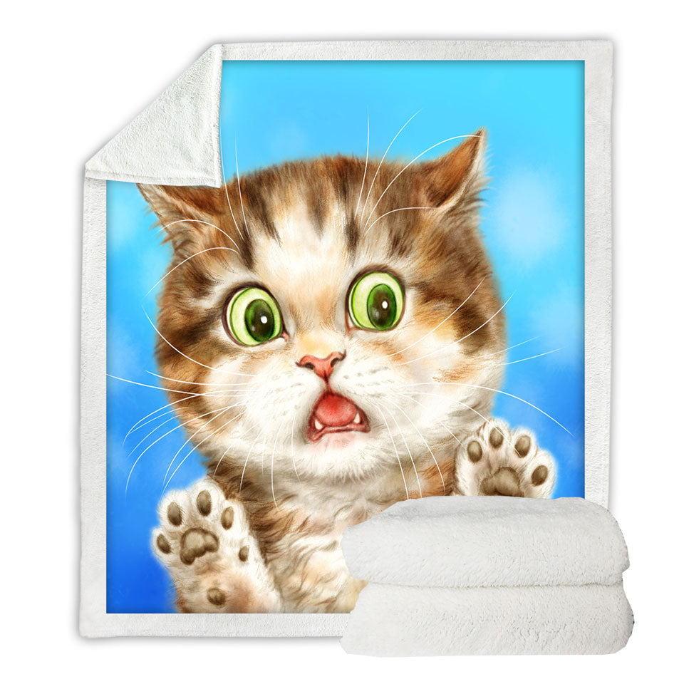 Painted Cats Terrified Brown Kitten Throws