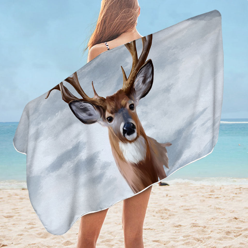 Painted Deer Microfiber Beach Towel