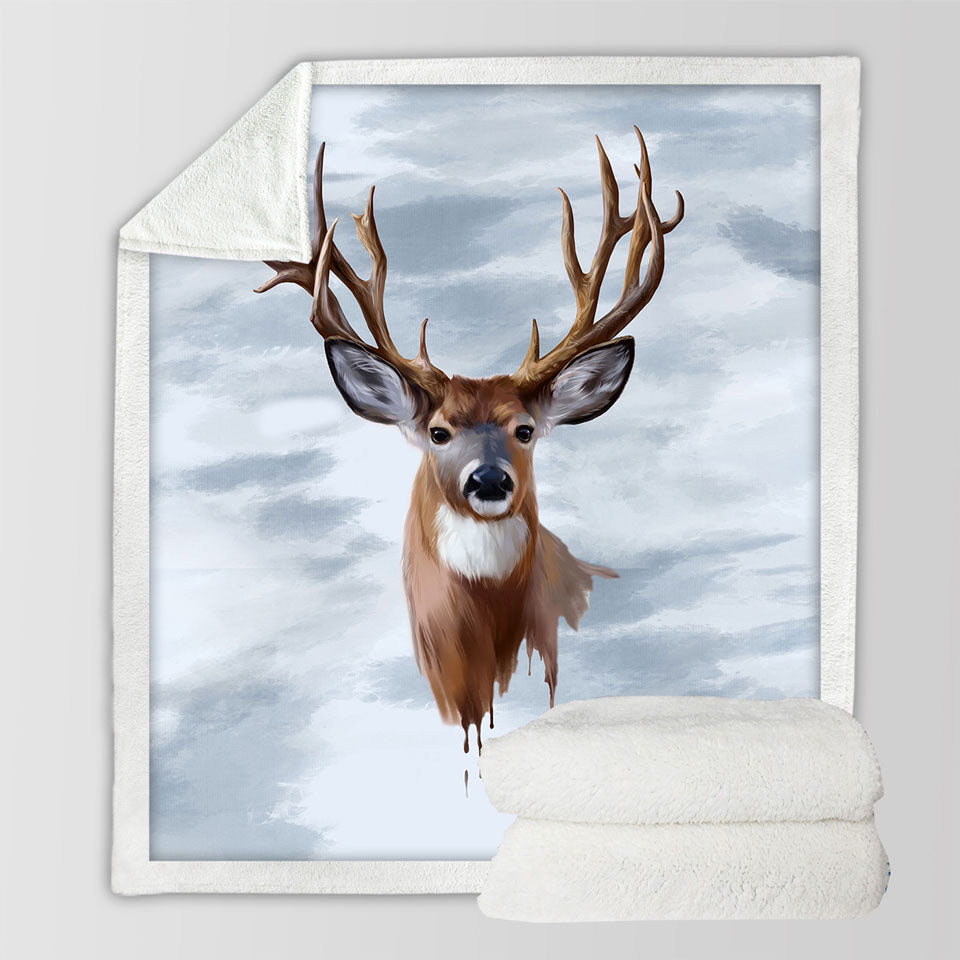 Painted Deer Sherpa Blanket