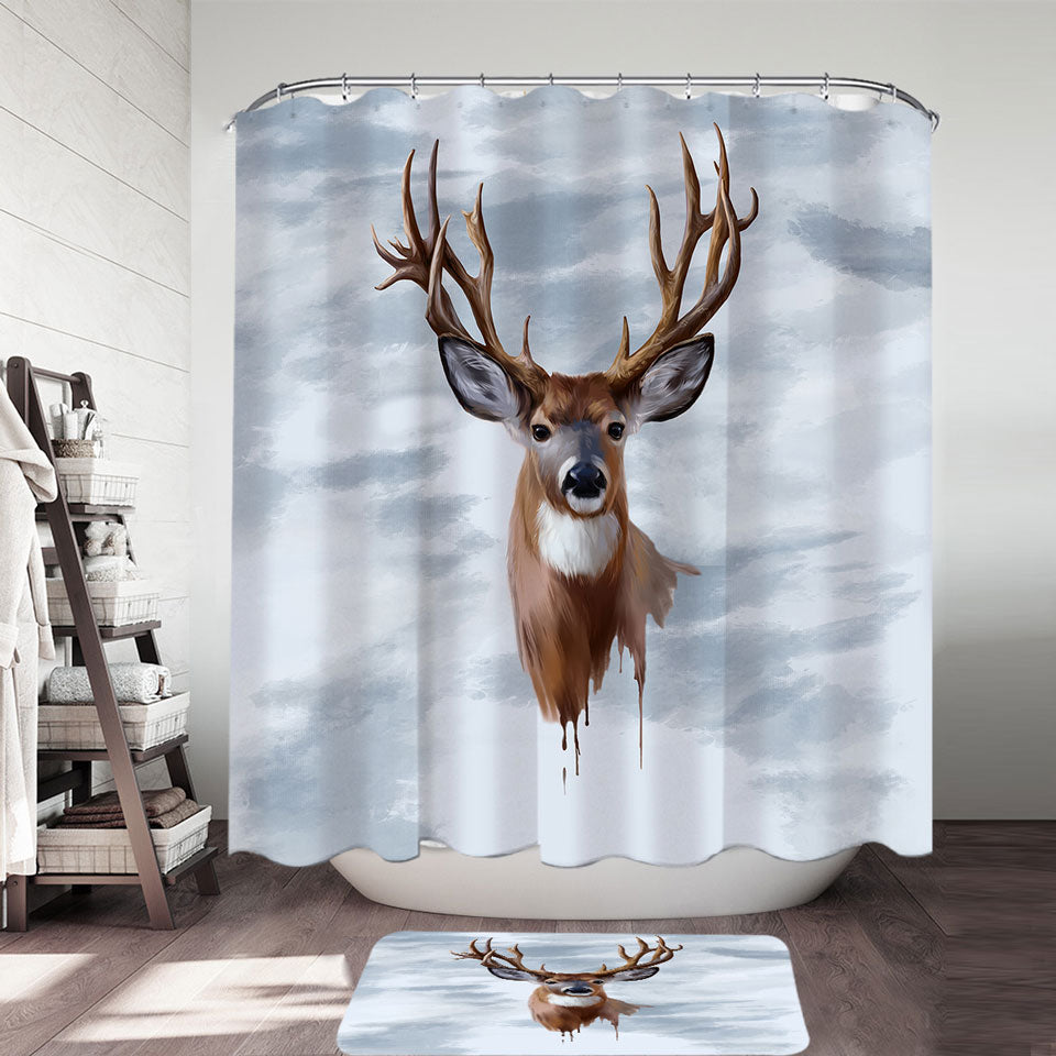 Painted Deer Shower Curtain